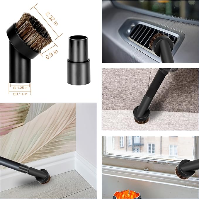 13Pcs Universal Vacuum Attachments for Shop Vac Accessories, Shop Vacuum Wet and Dry Attachments Kit with Hair Brush Extension for 1 1/4 Vacuum Hose Adapter