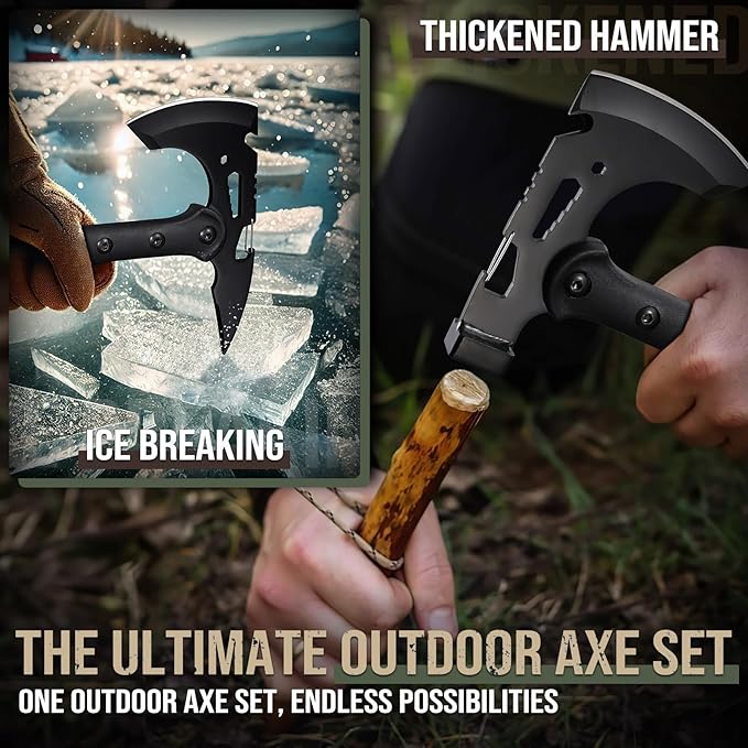 Freelander Tactical Axe 2 Pack, Sharp Tomahawk with Sheath, Portable Tomahawk with Clip and Bottle Opener, Durable Survival Hatchet for Emergency, Hiking and Camping
