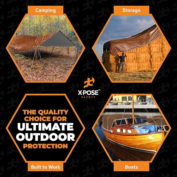 25' x 45' Brown/White Ultra Heavy Duty Tarp - 20 Mil Tarps Heavy Duty Waterproof 25X45 - Extra Large Outdoor Tarp, Waterproof Tarp Cover for Rain Camping, Tent Tarp, UV Protection, Reinforced Corners