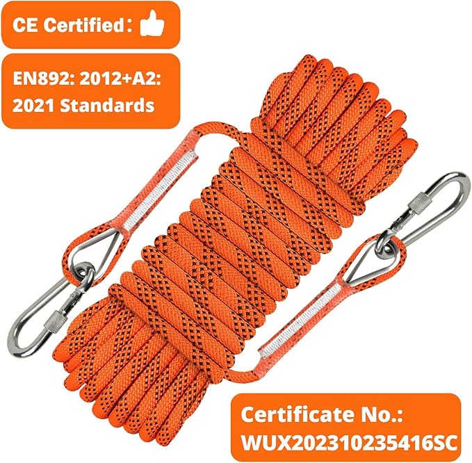 AOLEBA 10.5 mm Static Climbing Rope 10M(32ft) 20M(64ft) 30M(96ft) 50M(160ft) 70M(230ft) Outdoor Rock Climbing Rope, Escape Rope Ice Climbing Equipment Fire Rescue Parachute Rope