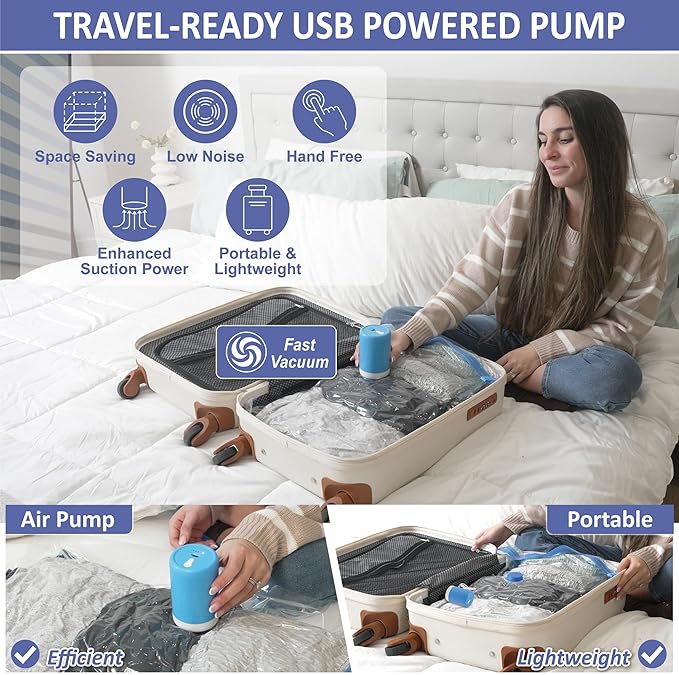 15 Pack Space Saver Storage Bags with Electric Air Pump