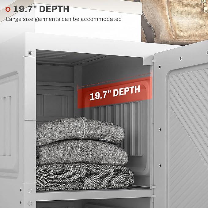 HOMCOM Portable Wardrobe Closet, Folding Clothes Storage Organizer with 6 Cube Compartments, 4 Magnet Doors, White