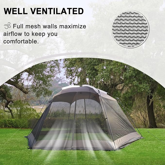 Hyper Venture Screen House 15x13 FT Mesh Canopy Tent Camping Gazebo Shelter for 8-10 People Outdoor Party Activities