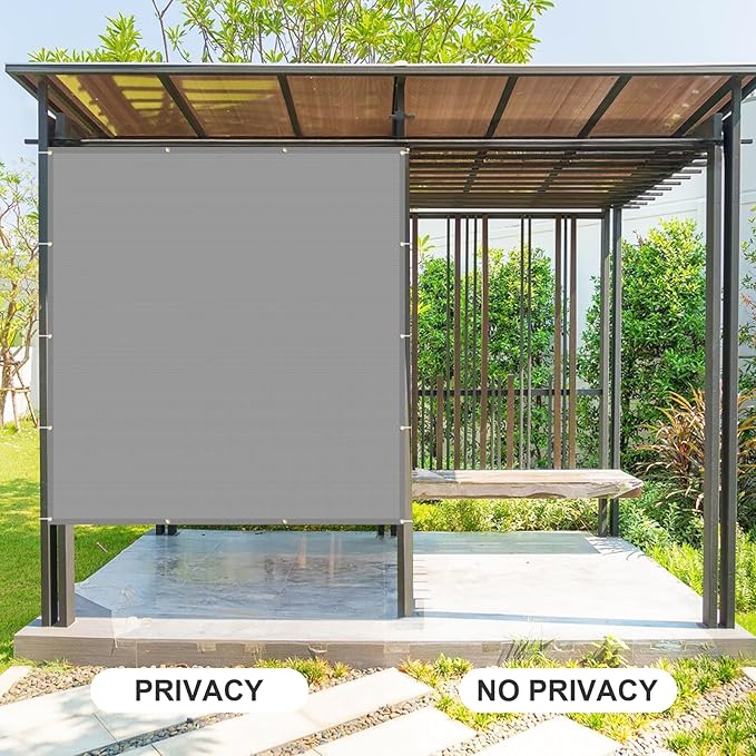 Cool Area Sun Shade Cloth with Grommets 5×16 FT Shade Panel Shade Tarp Screen Fabic for Outdoor Patio Pergola Cover Deck Garden, Silver (Customized)