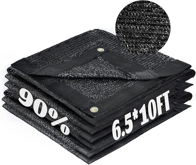 Cool Area 90% Sun Shade Cloth Mesh Tarp with Grommets for Plant Cover 6.5x10ft Patio Canopy Garden Pergola Blackhouse Car Barn Kennel Black