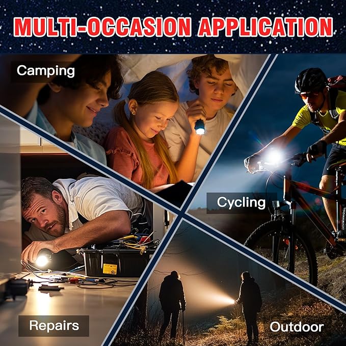 HAUSBELL T8 Upgraded Flashlight Bright, Zoomable Tactical LED Flashlights Flash Light with High Lumens and Five Modes and Camping Accessories, 2 Pack