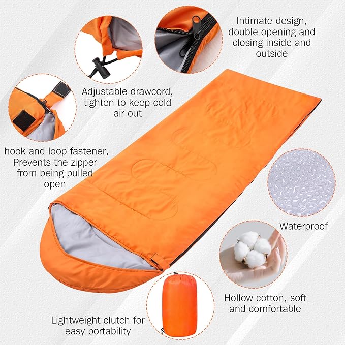 Macarrie 4 Pcs 0 Degree Camping Sleeping Bags Bulk for Adults 4 Season Warm Cold Weather Sleeping Bags with Compression Sack Lightweight Portable Waterproof for Backpacking Hiking Outdoor