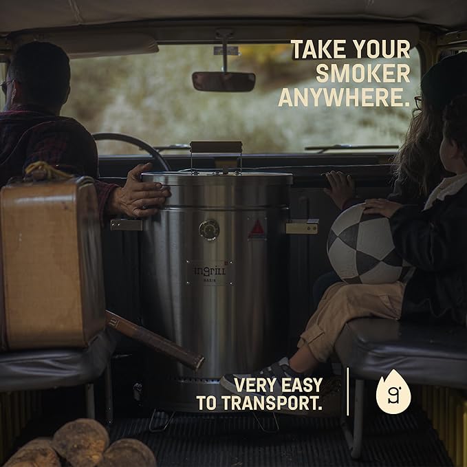 Charcoal Grills - Basic 12 lbs - Stainless Steel Smoker Grill 3-in-1 for Cooking & Home BBQ - Portable Vertical Smoker Barrel for Outdoor & Camping - Meat Grill with Thermometer & Accessories