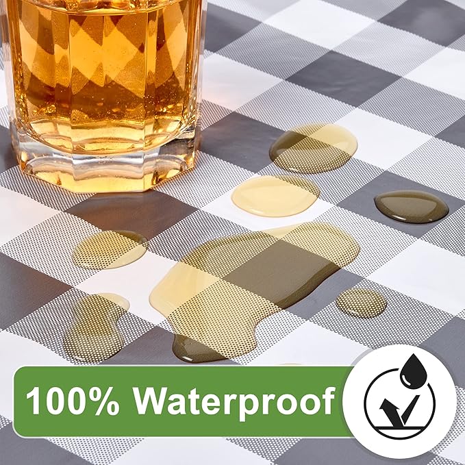 Hudson Comfort Picnic Table Cover with Bench Covers – 500 GSM Reusable Heavy Duty Vinyl Outdoor Table Cover - Waterproof Picnic Tablecloth with Carry Case (Gray, 72 Inch (6 Feet))