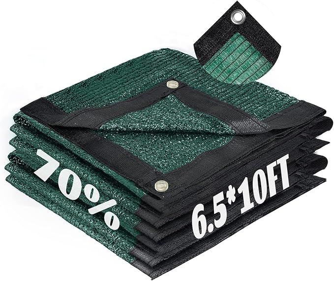 Cool Area 70% Sun Shade Cloth Mesh Tarp with Grommets for Plant Cover 6.5x10ft Patio Canopy Garden Pergola Greenhouse Car Barn Kennel Green
