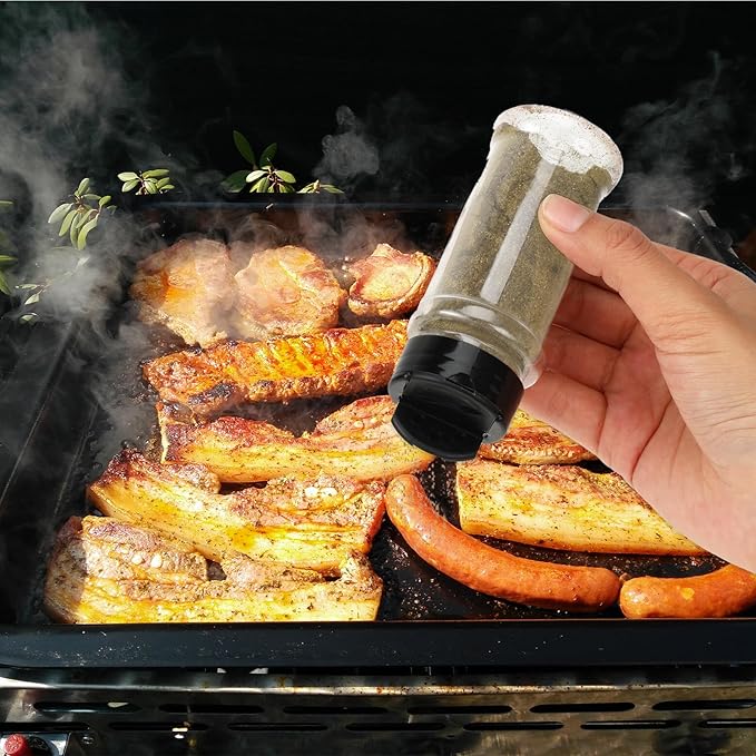 48 Pack Clear Plastic Spice Jars with Label and Shaker Lids Empty Spice Bottles Seasoning Containers Seasoning Jars Shaker Condiment Pots for Pepper Herbs Powders 3.4 oz