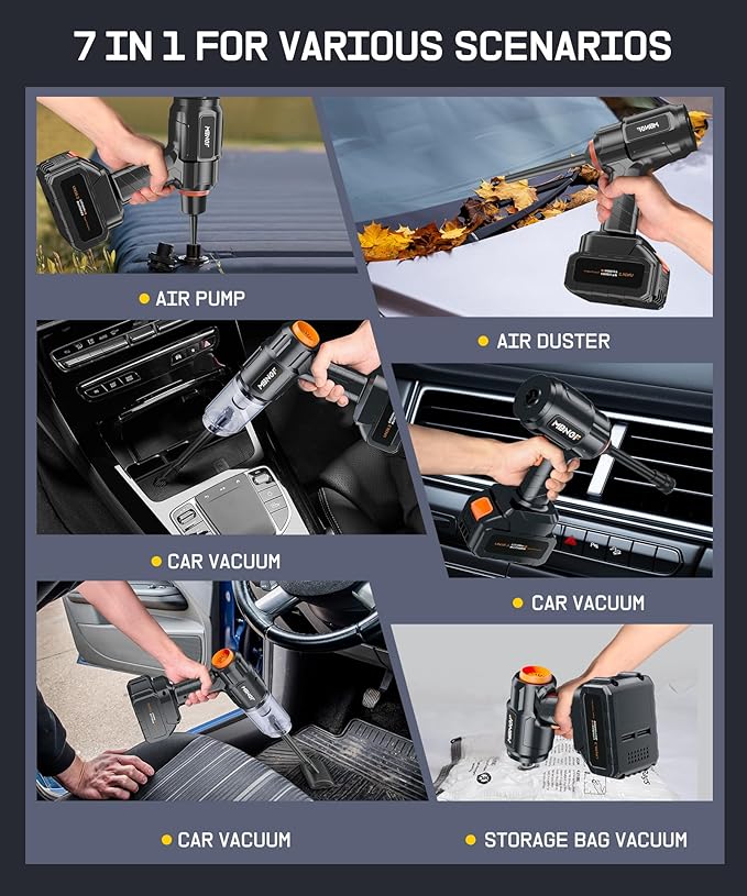 Car Vacuum Portable Cordless,High Power Suction & Blower, Wireless Handheld Vacuum Cleaner for Car, Home, Office, Pet(Warm Black)