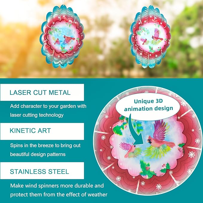 Cardinala Metal Wind Spinners - Cardinala Gifts for Women Mom Grandma Wife, Hanging Animations Wind Spinner for Outdoor & Indoor Decorations, 12 inch for Ornament Gifts