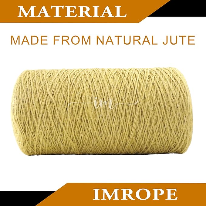 1mm x 2000 Feet Yellow Jute Rope, Twine for Gardening Tomato Climbing Plant Tie Floristry Crafts Gift Wrapping Packing Decor