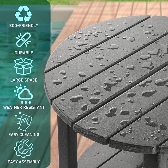 FUNBERRY Outdoor Adirondack Side Table, 2-Tier Patio End Tables, HDPE All Weather for Outside