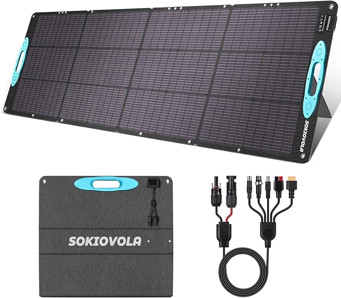 N-Type 16BB 200W Portable Solar Panels for Power Station, IP68 Waterproof ETFE Foldable Solar Panel Kit 25% High Conversion Efficiency Solar Panel for Camping Outdoor RV Blackout