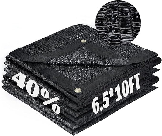 Cool Area 40% Sun Shade Cloth Mesh Tarp with Grommets for Plant Cover 6.5x10ft Patio Canopy Garden Pergola Blackhouse Car Barn Kennel Black