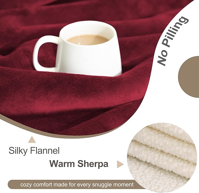 gogobunny Waterproof Bed Blanket, Reversible Sherpa Fleece Throw Blanket for Dog Puppy Cat, Furniture Cover Protects Bed Couch Sofa from Liquid Pee and Pet Fur (Romantic Red, 30x70 inches)