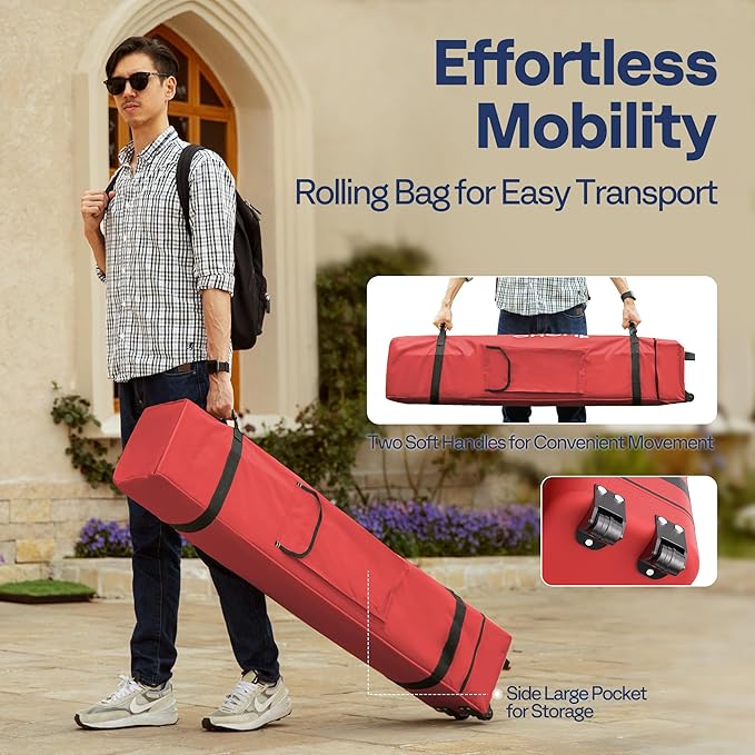 VIVOHOME 8x8ft Easy Pop-Up Canopy, Outdoor Screen Tent with Mosquito Netting, 2 Zipper Doors, and Roller Bag for Yard Camping Picnic Party Events, Red