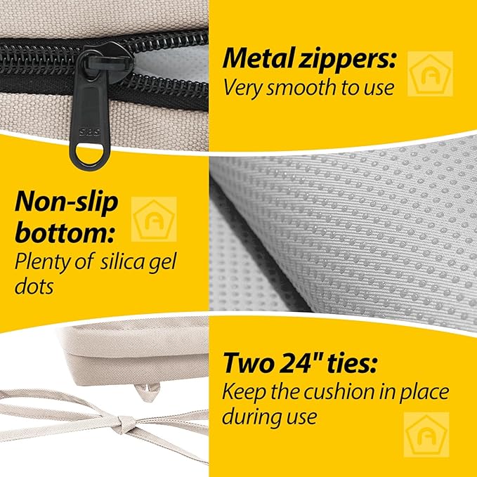 AAAAAcessories Outdoor Seat Cushions for Chairs, Waterproof, Fade-Resistant Patio Furniture Replacement Cushions, 21" x 21" x 4", Set of 2, Khaki Beige