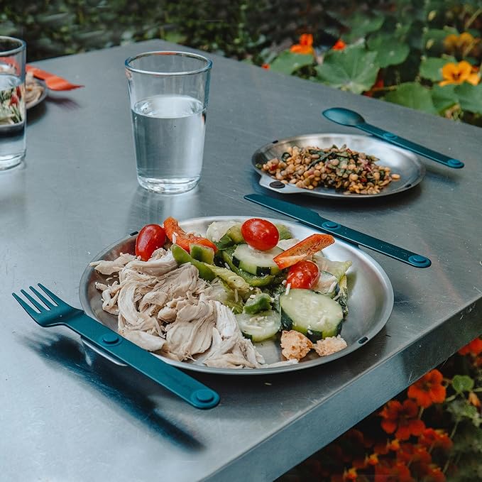 FULL WiNDSOR - MAGWARE - Magnetic Bowls and Plates Set - Stainless Steel Travel Dinnerware for Camping, Overlanding, Backpacking, Picnic, RV, Outdoor Dining Portable Tableware Mess Kit