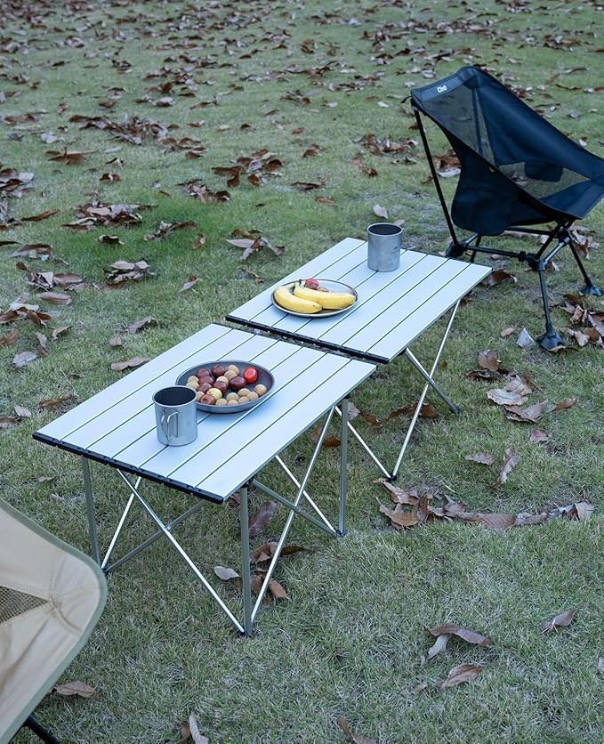 iClimb Ultralight Compact Camping Folding Table with Carry Bag (Reinforced Blue - L)
