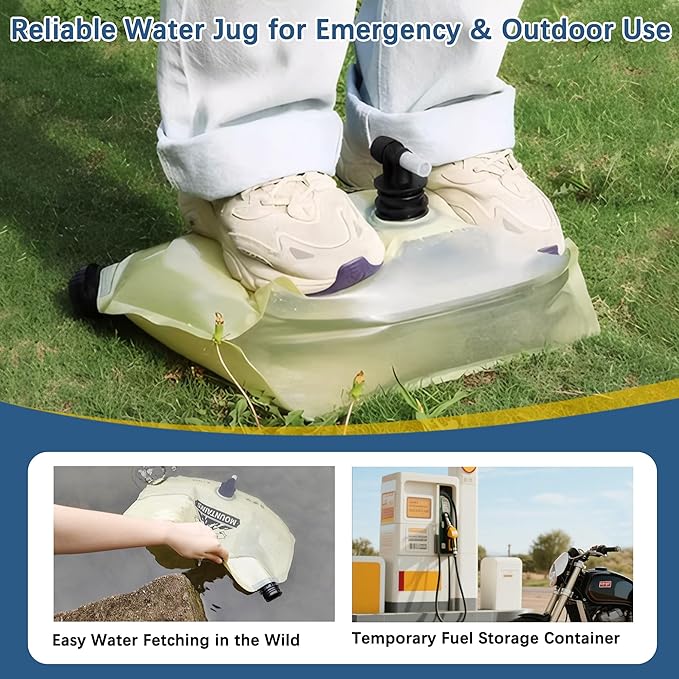 Camping Water Jug 2.1 Gallon Collapsible Water Container Portable Water Bag for Travel Outdoor Hiking BPA Free Lightweight (Beige (2.1Gal), 1)