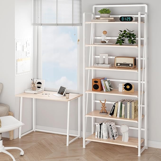 BHG No Assembly Folding Bookshelf for Living Room,Collapsible Book Shelf for Home Office, Portable Bookcase Storage Organizer Rack Shelves