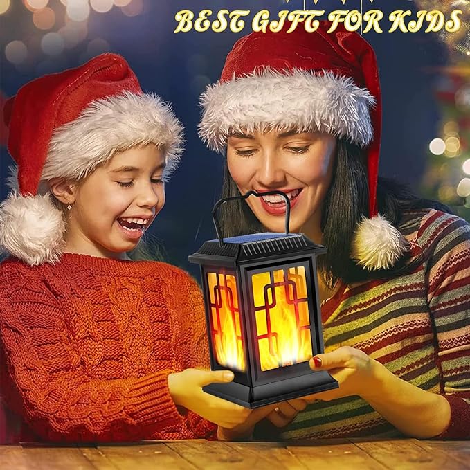 Solar Lanterns Outdoor Waterproof Hanging Solar Lanterns Garden Lights Solar Powered Flame Lights LED Lights for Patio Pathway Deck Yard (2 Pack)