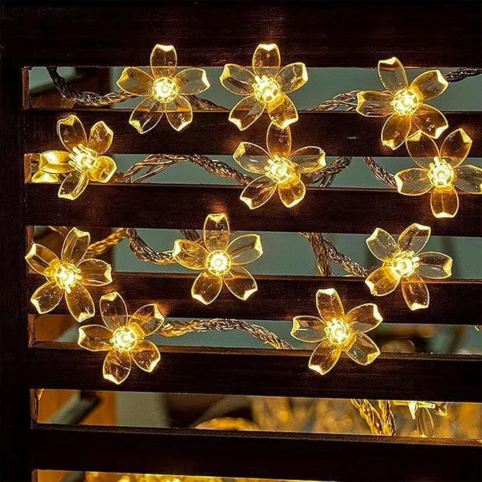 Decorative Flower String Lights Plug in for Bedroom, Connectable 33ft 100 LED Soft Cherry Blossom Fairy Light for Patio Room Dorm Wedding Party Christmas Tree Hanging Decorations, Warm White