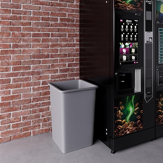 35 Gallon Gray Square Commercial Trash Garbage Can | Outdoor Office Restaurant School Kitchen