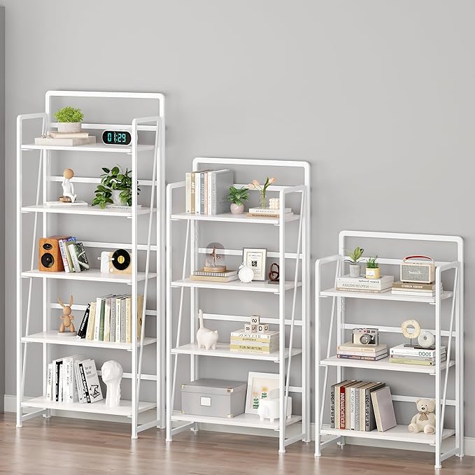 BHG No Assembly Folding Bookshelf for Living Room,Collapsible Book Shelf for Home Office, Portable Bookcase Storage Organizer Rack Shelves