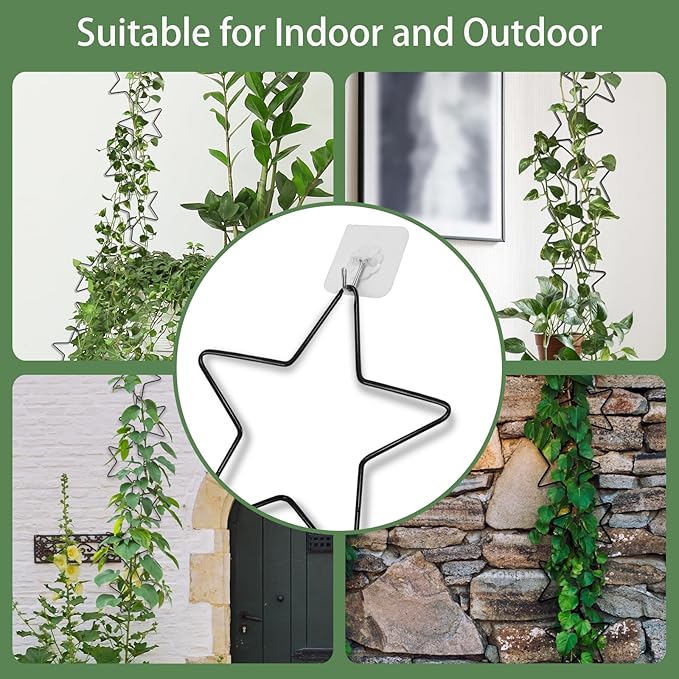 15 Pcs Chain Trellis for Climbing Plants, 7.5(ft) L Wall Plant Trellis Indoor, Pothos Plant Climber Support for Ivy Hoya Flower, Star