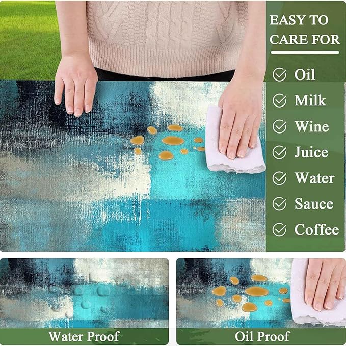 CAPSCEOLL Elastic Picnic Table Cover with Bench Covers 5Ft Waterproof Fitted Picnic Table Cover Cloths for Outdoors Camping Tablecloth with Drawstring Bag, 60X30in, Blue White