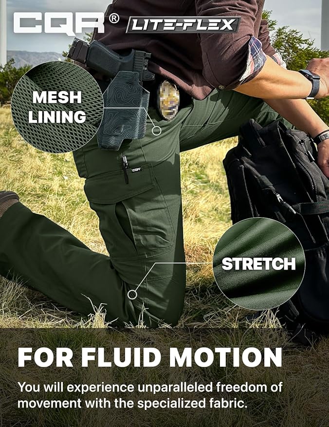 CQR Women's Flex Stretch Tactical Pants, Water Resistant Ripstop Cargo Work Pants with Pockets for Outdoor & Hiking
