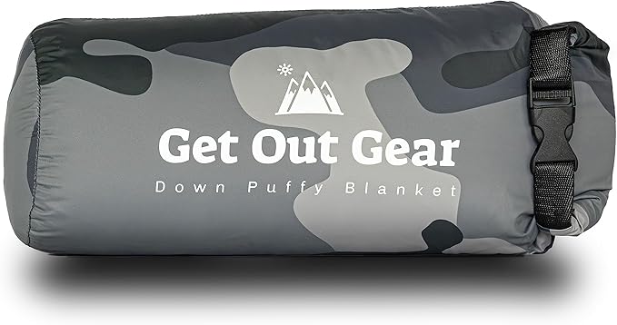 Down Camping Blanket - Puffy, Packable, Lightweight and Warm | Ideal for Outdoors, Travel, Stadium, Festivals, Beach, Hammock | 650 Fill Power Water-Resistant Backpacking Quilt