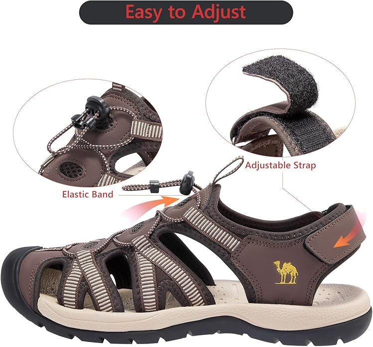 CAMELSPORTS Men's Hiking Sandals Closed Toe Outdoor Beach Sandal Waterproof Sport Fisherman Sandals Water Shoes