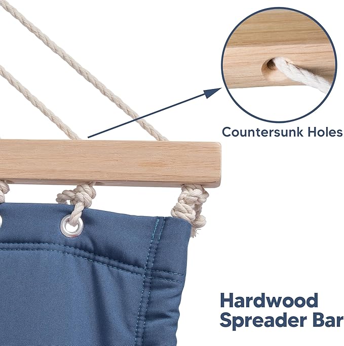 SUNCREAT 2 Person Free Standing Hammock with 15 ft Stand, 475 lbs Capacity, Backyard Hammock with Stand, Navy