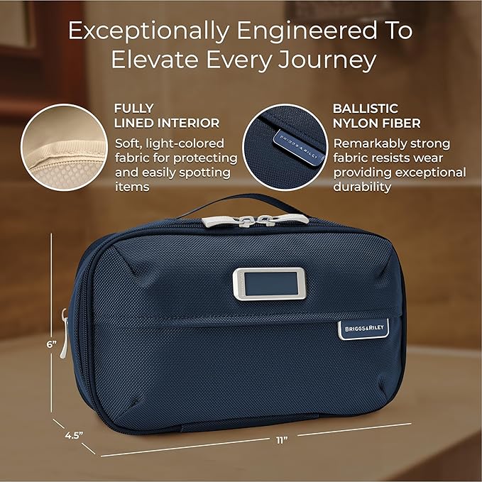 Briggs & Riley Toiletry Kit - Travel Bags for Women & Men, Organizer for Vacation, Dopp Kit for Bathroom Accessories, Makeup, & Skincare