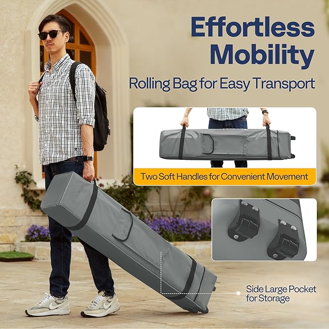 VIVOHOME 10x10ft Easy Pop-Up Canopy, Outdoor Screen Tent with Mosquito Netting, 2 Zipper Doors, and Roller Bag for Yard Camping Picnic Party Events, Grey