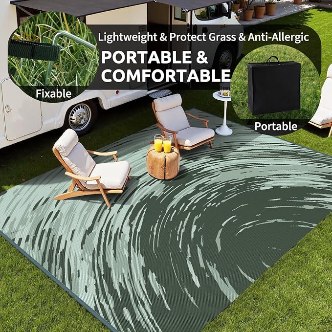 COCOER Modern Outdoor Rug 6x9 Reversible-Waterproof Outdoor Patio Rug-Quick Dry Outdoor Area Rugs Indoor Outdoor Rugs-Outside Rug Patio Decor for Porch Deck Balcony Backyard