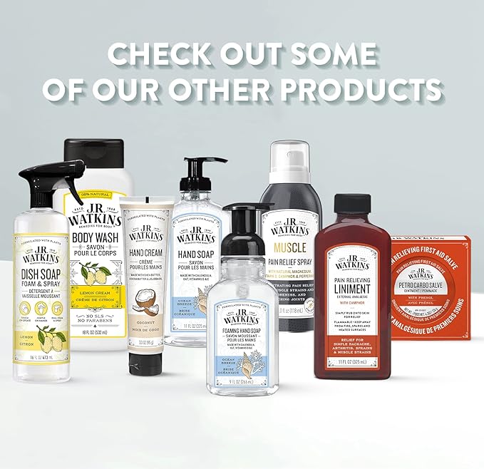 J.R. Watkins Foaming Hand Soap with Pump Dispenser, Moisturizing Foam Hand Wash, All Natural, Alcohol-Free, Cruelty-Free, USA Made, Neroli & Thyme, 9 fl oz, 3 Pack