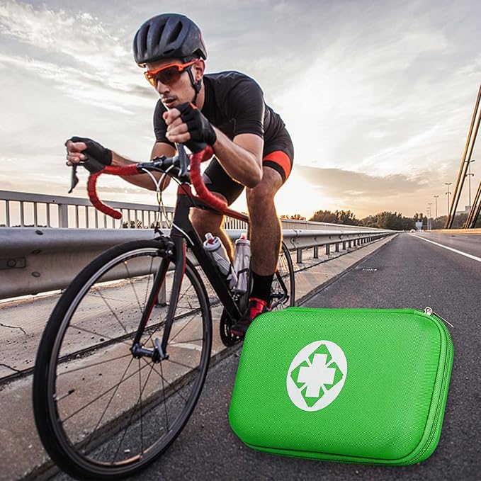 276 Car First Aid Kit for Business, Portable First Aid Kits Travel Szie Emergency Essentials Supplies for Outdoor Activities Skating Boating, Green AMORNING