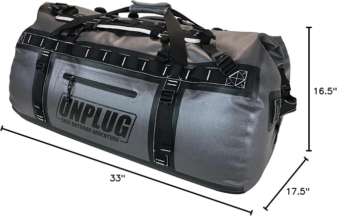 UNPLUG Ultimate Adventure Bag | 1680D Heavy Duty Waterproof Bag | Large Travel Duffle Bag which can be Used for Camping, Motorcycling, Boating, or Hunting