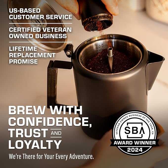 COLETTI Black Bozeman Percolator Coffee Pot — Camping Coffee Pot, Coffee Percolator Stovetop – America’s Sleekest Percolator – Pure Stainless Steel, NO Aluminum or Plastic (9 Cup)