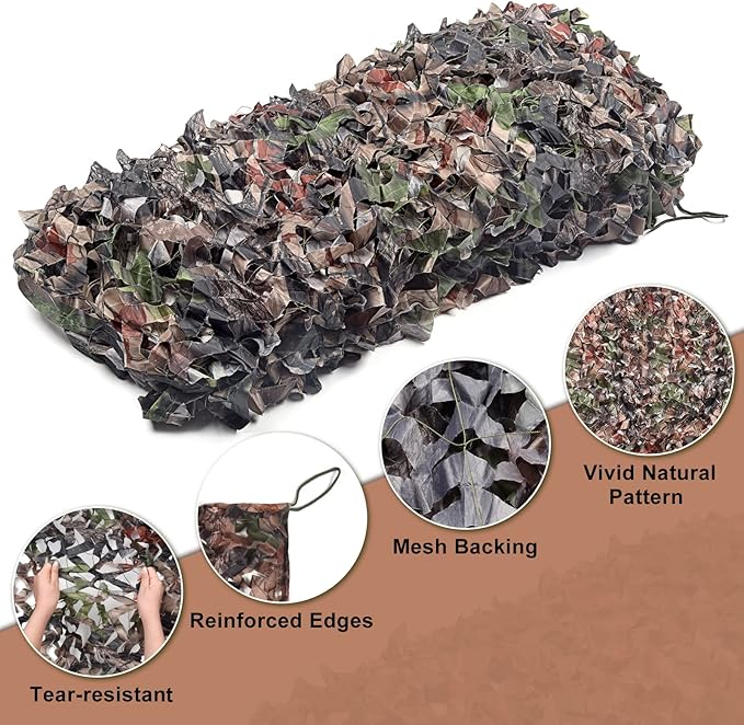 FLYEGO GEN 2 Camo Netting Camouflage Netting Hunting Blind Camo Net Camouflage Nets Military Surplus for Shooting Party Decoration Photograph Car Cover Sunshade