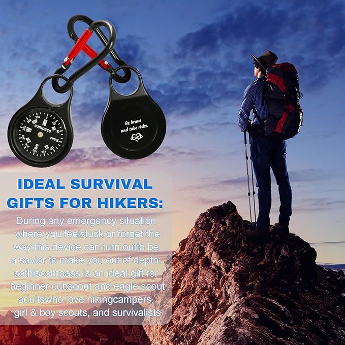 Custom Engraved Compass Keychain - Personalized Brass Compass with Luminous Function, Waterproof Survival Tool for Hiking Camping Graduation Gifts