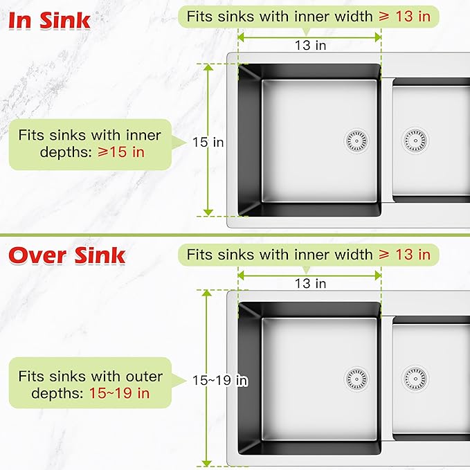 Dish Drying Rack in Sink, Expandable Stainless Steel Dish Drainer for Kitchen Sink, Dish Strainer Rack, Retractable Over Sink Dish Rack with Utensil Holder, 13.1''~16.6''D x 11.8''W, Silver