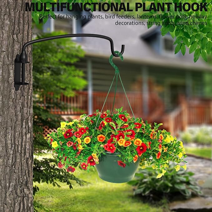 4 Pack Plant Hanger Bracket Wall Mounted Hooks for Hanging Bird Feeder, Flower Bracket, Anti Rust Metal Lanterns 12 Inches