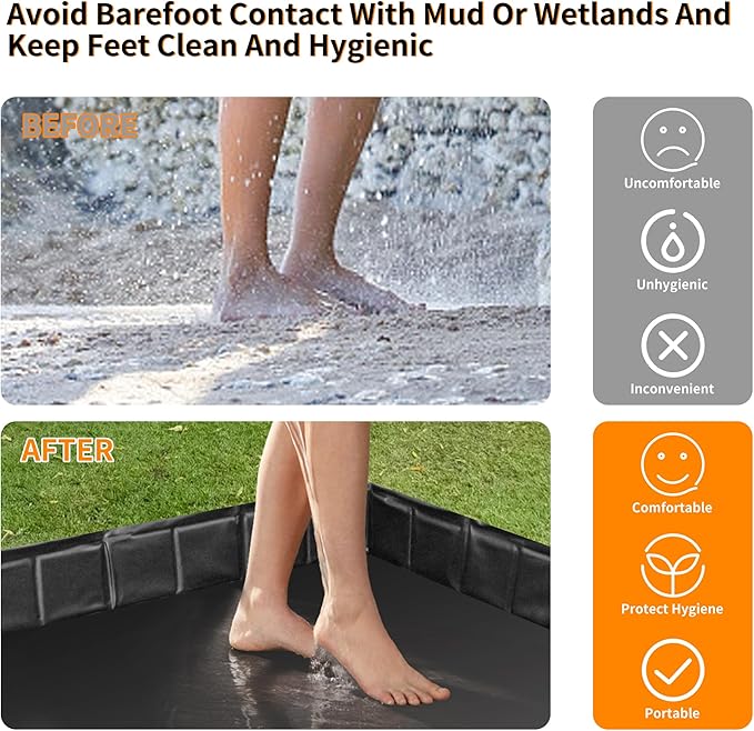 41"x41"x5" Portable Shower Pan Camping Shower Base Collapsible Temporary Shower Stall with Drain Hose Durable Foldable Basin for RV Outdoor Bathing Pets Tent Indoor Outdoor Use